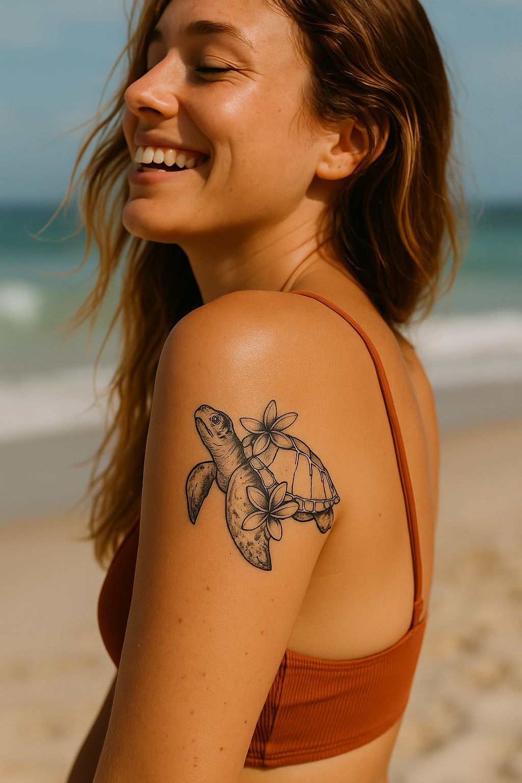 Tatuagem de 10cm no braço feminina fine line 2026
