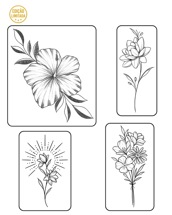 (4 unidades) Coleção Floral Semi-Permanente