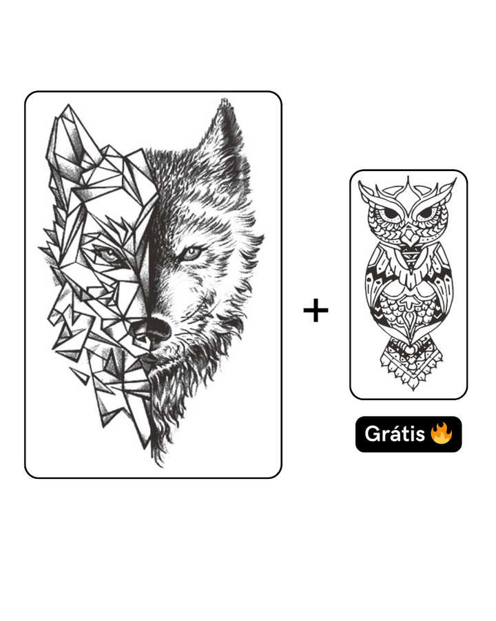 Lobo Geométrico + Coruja Semi-Permanente