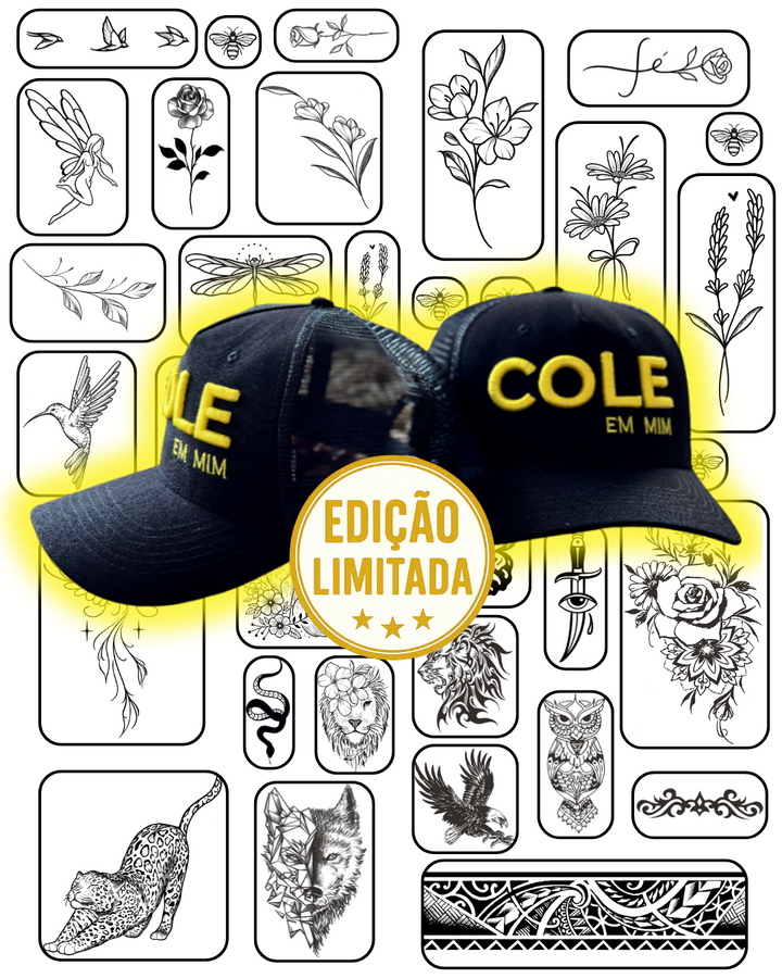 Kit 10 Tattoos Mais Vendidas + 01 Boné Cole + Frete Grátis 🔥